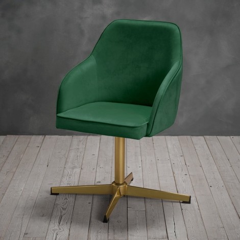 Felix - Green Fabric Upholstered Office Chair - Metal Gold Star Shaped Base