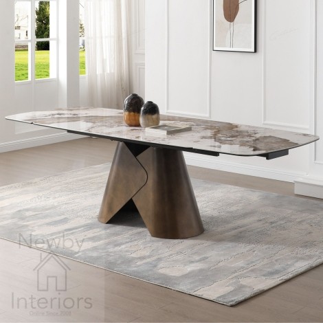 Feretti White Pandora Italian Ceramic Extending Dining Table (180-260cm)