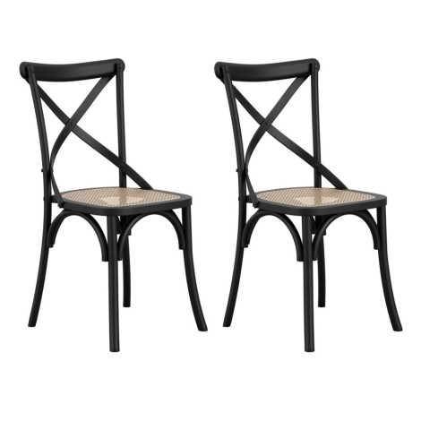 Fitzroy - Black Lacquered Beech and Cane Dining Chairs (Sold in Pairs)