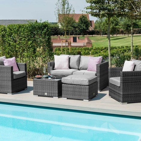 Georgia 2 Seat Sofa Set with Ice Bucket - Grey - Rattan - Flat Weave