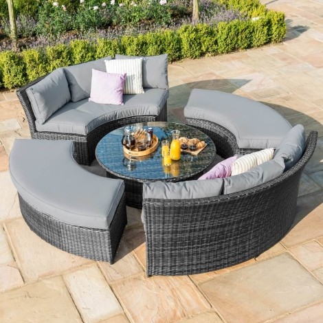 Chelsea Lifestyle Suite with Glass Table - Rattan - Flat Weave - Grey