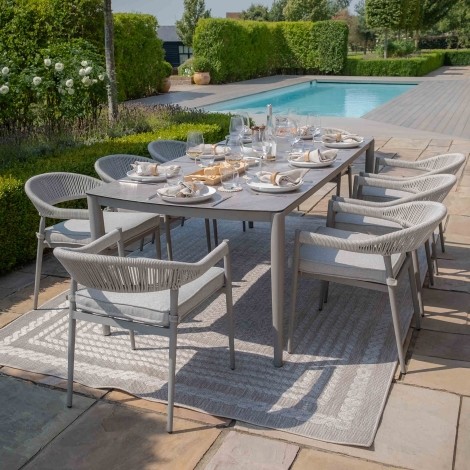 Florence 8 Seat Rectangular Dining Set - Cool Linen