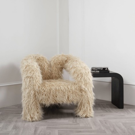 Frejya - Faux Ivory Mongolian Fur Chair