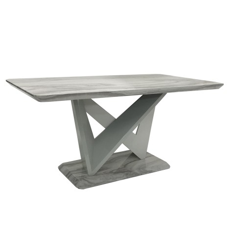 Georgia - Grey Marble Effect 1.6m Dining Table with Abstract Base