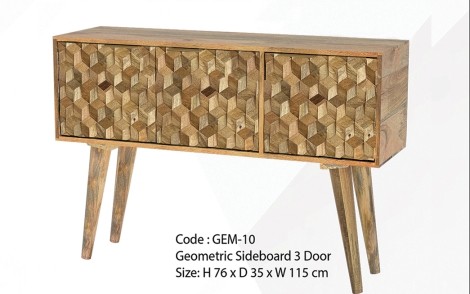 Geometric - Mango Wood - Sideboard 3 Door