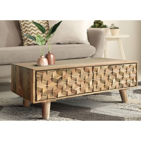 Geometric - Mango Wood - Coffee Table with Drawer