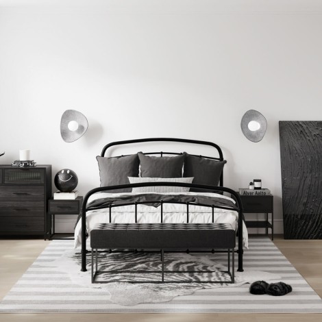 Halston - Matt Black - 135cm 4'6" Double- Metal Bedstead - Painted Finish