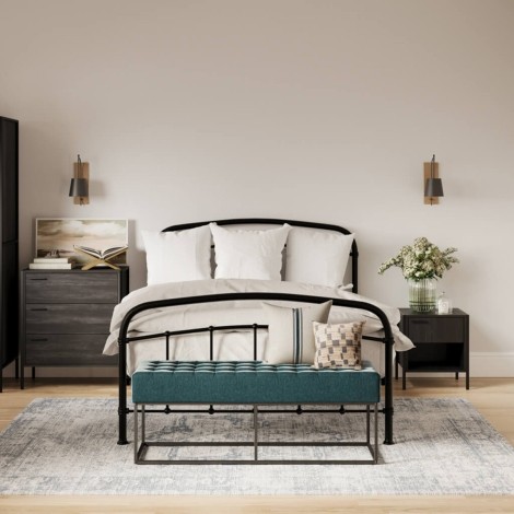 Halston - Matt Black - 150cm 5' King Size - Metal Bedstead - Painted Finish