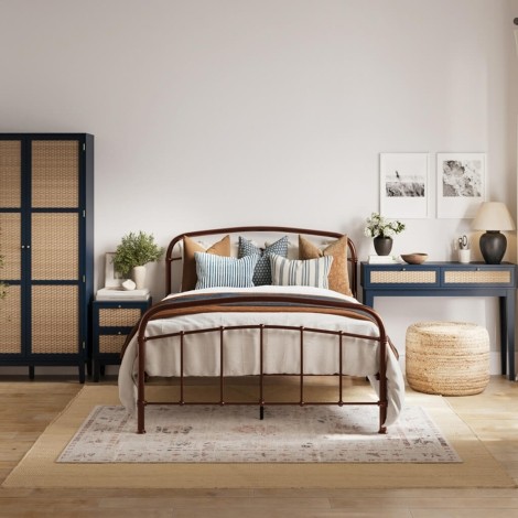 Halston - Shiny Copper - 135cm 4'6" Double- Metal Bedstead - Painted Finish