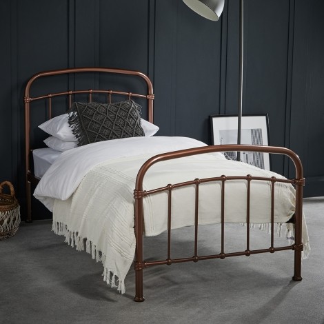 Halston - Shinny Copper- 90cm 3' Single - Metal Bedstead - Painted Finish