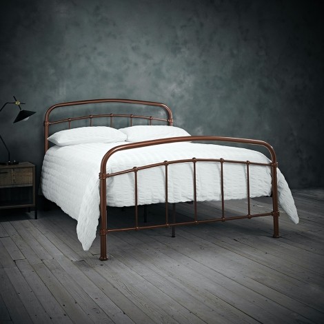 Halston - Shiny Copper - 135cm 4'6" Double- Metal Bedstead - Painted Finish