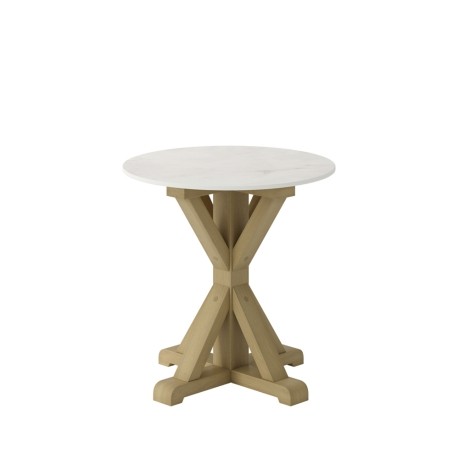 Harrow - Neutral Sintered Stone Top Side Table with Natural Pine Base