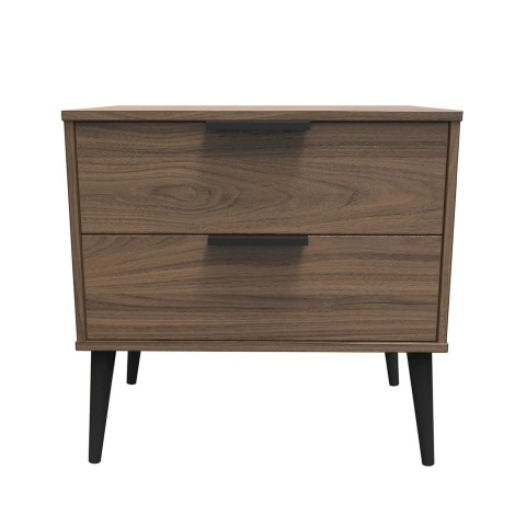 Hong Kong - Carini Walnut - Medium - Chest of 2 Drawer - Black Wooden Leg