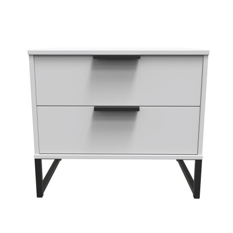 Hong Kong - Grey Matt - Medium - Chest of 2 Drawer - Black Sleigh Legs