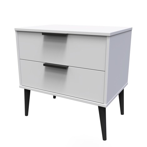 Hong Kong - Grey Matt - Medium - Chest of 2 Drawer - Black Wooden Leg