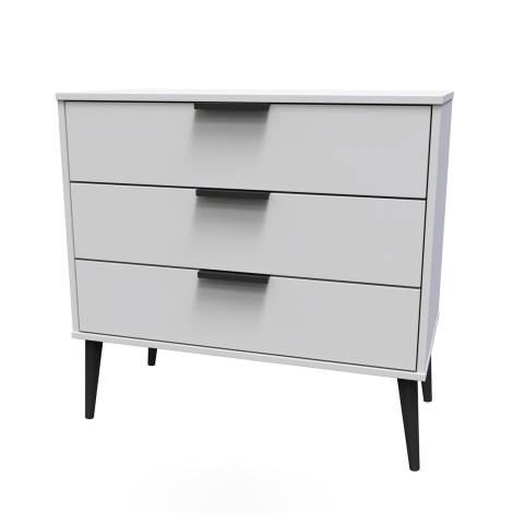 Hong Kong - Grey Matt - Chest of 3 Drawer - Black Wooden Leg