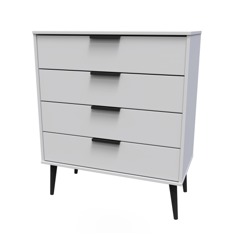 Hong Kong - Grey Matt - Chest of 4 Drawer - Black Wooden Leg