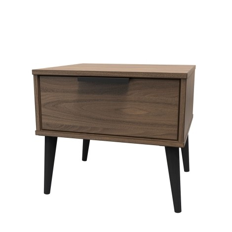 Hong Kong - Carini Walnut - Medium - Chest of 1 Drawer - Black Wooden Leg