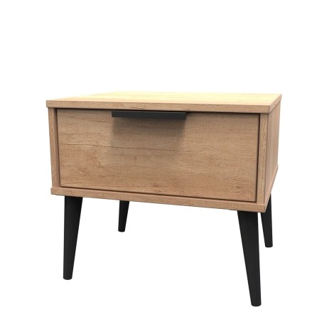 Hong Kong - Nebraska Oak - Medium - Chest of 1 Drawer - Black Wooden Leg