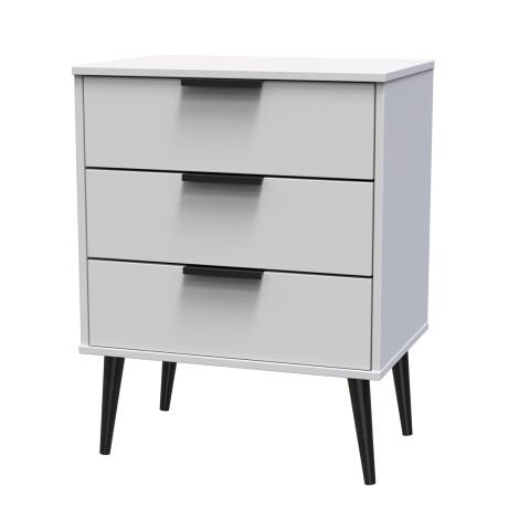 Hong Kong - Grey Matt - Medium - Chest of 3 Drawer - Black Wooden Leg