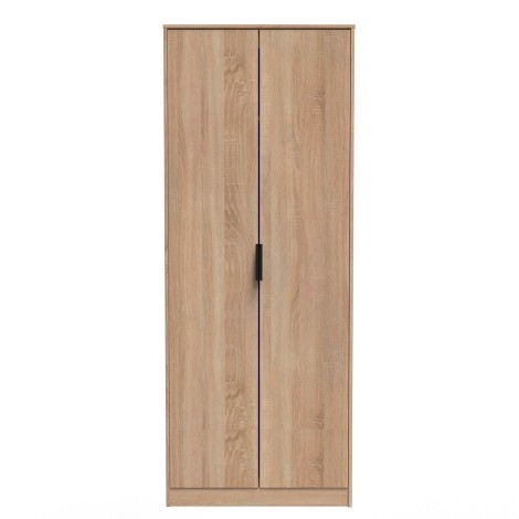 Hong Kong - 2 Door - Plain - Tall - Double Wardrobe - Bardolino Oak Finish