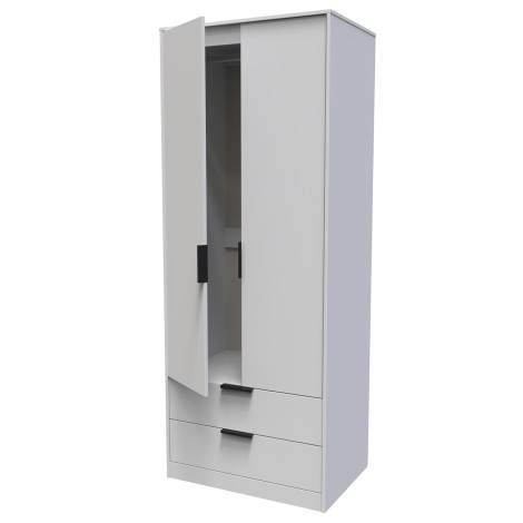 Hong Kong - 2 Door 2 Drawer - Plain - Tall - Double Wardrobe - Grey Matt Finish