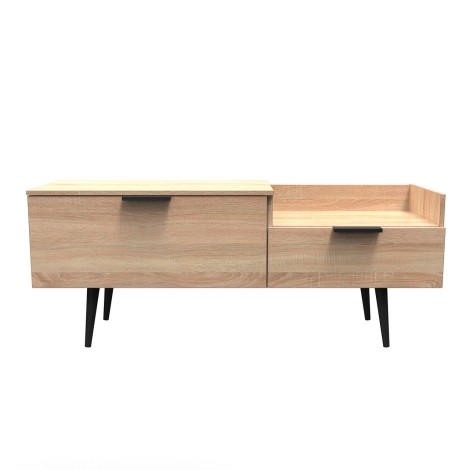 Hong Kong - Bardolino Oak - TV Console Unit - Black Wooden Legs