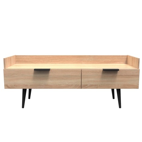 Hong Kong - Bardolino Oak - Media Console Unit - Black Wooden Legs