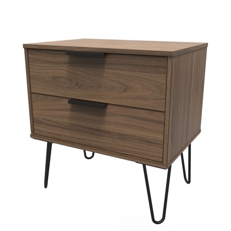 Hong Kong - Carini Walnut - Medium - Chest of 2 Drawer - Black Hairpin Leg