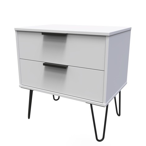 Hong Kong -  Grey Matt - Medium - Chest of 2 Drawer - Black Hairpin Leg