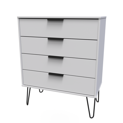 Hong Kong -  Grey Matt - Chest of 4 Drawer - Black Hairpin Leg