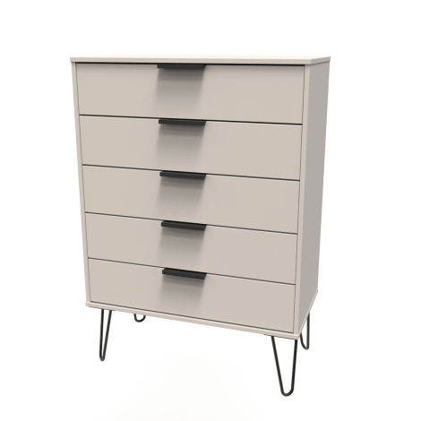 Hong Kong - Kashmir Matt - Chest of 5 Drawer - Black Hairpin Leg