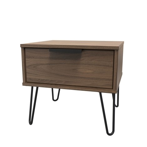 Hong Kong - Carini Walnut - Medium - Chest of 1 Drawer - Black Hairpin Leg