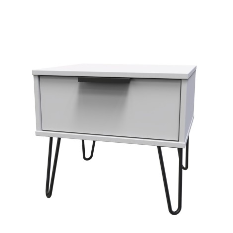 Hong Kong -  Grey Matt - Medium - Chest of 1 Drawer - Black Hairpin Leg