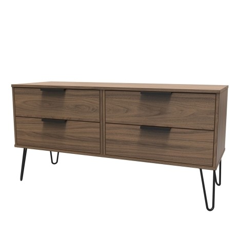 Hong Kong - Carini Walnut - 4 Drawer Bed Box - Black Hairpin Leg