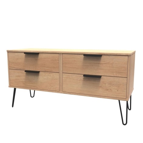 Hong Kong - Nebraska Oak - 4 Drawer Bed Box - Black Hairpin Leg