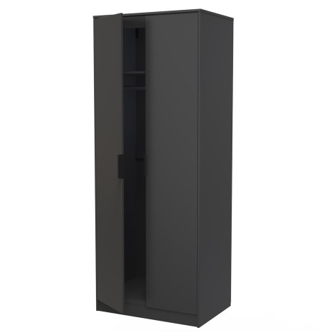 Hong Kong - 2 Door - Double - Tall - Plain Wardrobe - Graphite Finish