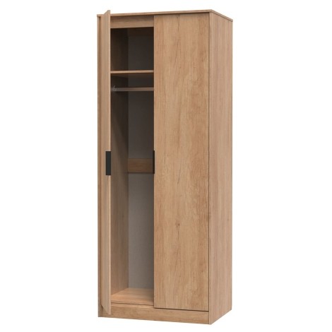 Hong Kong - 2 Door - Plain - Tall - Double Wardrobe - Nebraska Oak Finish