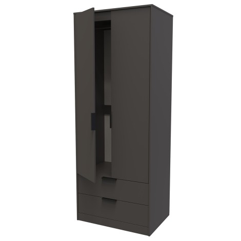 Hong Kong - 2 Door 2 Drawer - Double - Tall - Plain Wardrobe - Graphite Finish