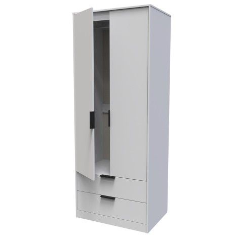 Hong Kong - 2 Door 2 Drawer - Double - Tall - Plain Wardrobe -  Grey Matt Finish