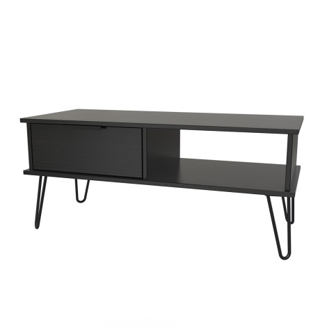 Hong Kong - Black - 1 Drawer - Coffee Table - Black Hairpin Legs