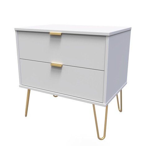 Hong Kong - Grey Matt - Medium - Chest of 2 Drawer - Gold Hairpin Leg