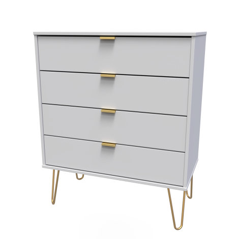 Hong Kong - Grey Matt - Chest of 4 Drawer - Gold Hairpin Leg