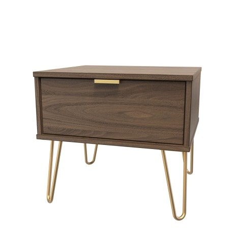 Hong Kong - Carini Walnut - Medium - Chest of 1 Drawer - Gold Hairpin Leg