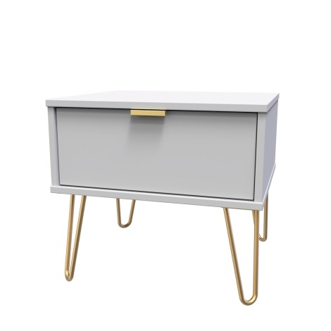 Hong Kong - Grey Matt - Medium - Chest of 1 Drawer - Gold Hairpin Leg