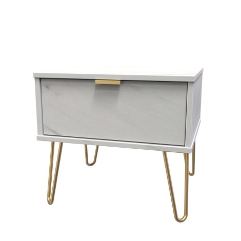 Hong Kong - Marble - Medium - Chest of 1 Drawer - Gold Hairpin Leg