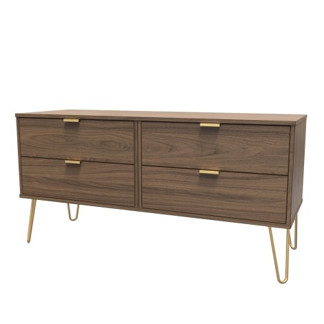 Hong Kong - Carini Walnut - 4 Drawer Bed Box - Gold Hairpin Leg