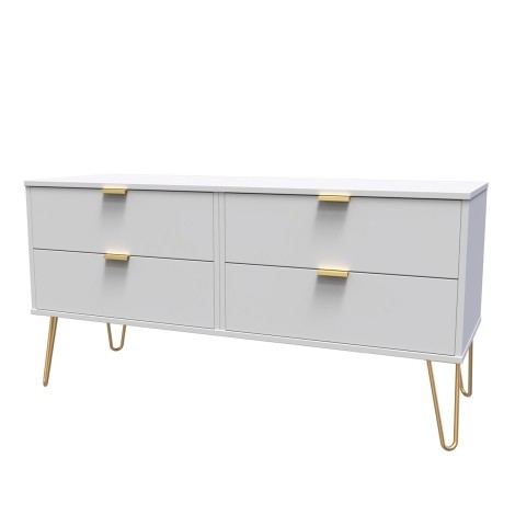 Hong Kong - Grey Matt - 4 Drawer Bed Box - Gold Hairpin Leg