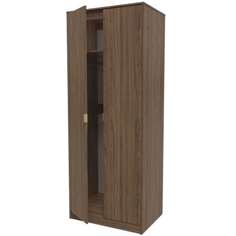 Hong Kong - 2 Door - Double - Tall - Plain Wardrobe - Carini Walnut Finish