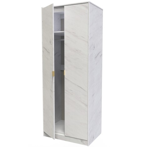 Hong Kong - 2 Door - Plain - Tall - Double Wardrobe - Marble Effect Finish